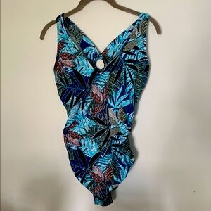 Aqua Green Tropical Blue Womens one piece swimwear